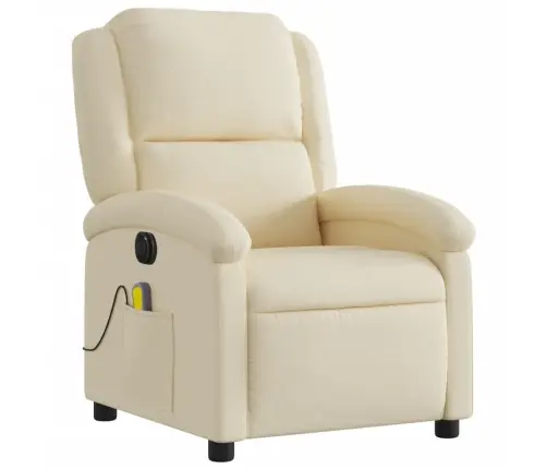 Elektrisks Masāžas Krēsls, Atgāžams, Krēmkrāsas Audums Vidaxl