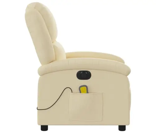 Elektrisks Masāžas Krēsls, Atgāžams, Krēmkrāsas Audums Vidaxl