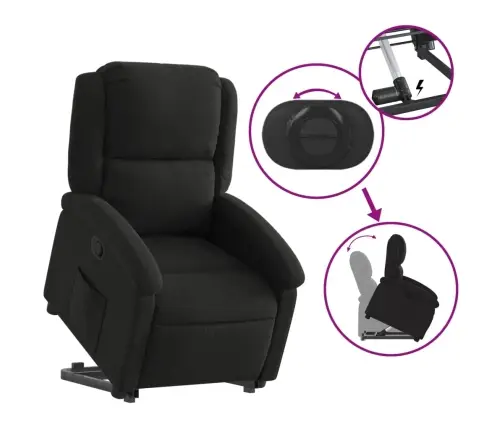 Atpūtas Krēsls, Paceļams, Atgāžams, Melns Audums Vidaxl