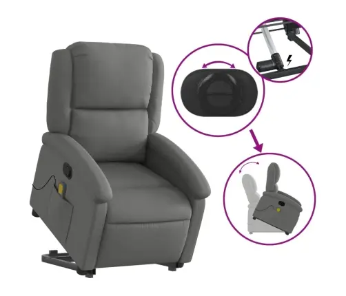 Atsistojantis Masažinis Krėslas, Tamsiai Pilkas, Audinys