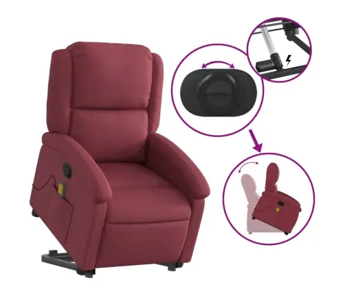 Atsistojantis Atlošiamas Masažinis Krėslas, Vyno, Audinys