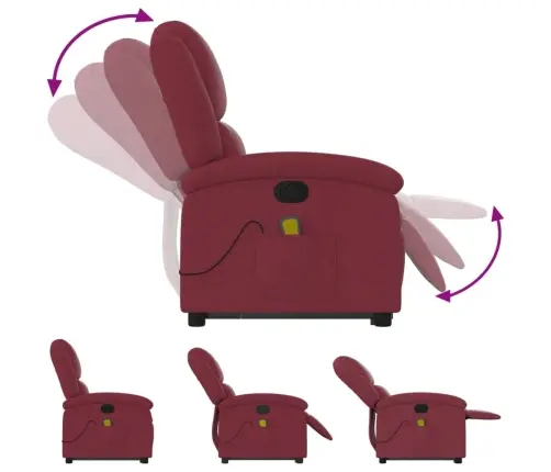 Atsistojantis Atlošiamas Masažinis Krėslas, Vyno, Audinys