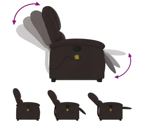 Masāžas Krēsls, Paceļams, Atgāžams, Tumši Brūns Audums Vidaxl
