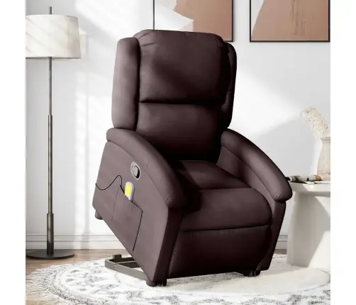 Masāžas Krēsls, Paceļams, Atgāžams, Tumši Brūns Audums Vidaxl
