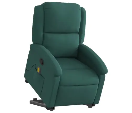 Masāžas Krēsls, Paceļams, Atgāžams, Tumši Zaļš Audums Vidaxl