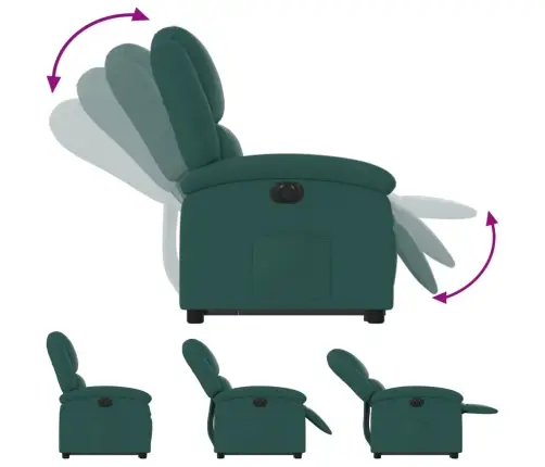 Elektrisks Atpūtas Krēsls, Paceļams/Atgāžams, Tumši Zaļš Audums Vidaxl