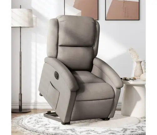 Elektrisks Atpūtas Krēsls, Paceļams/Atgāžams, Pelēkbrūns Audums Vidaxl