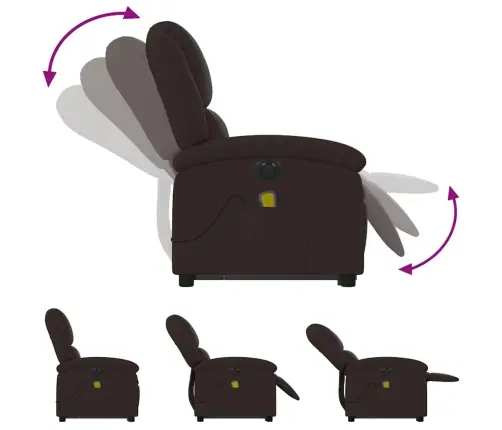 Elektrisks Masāžas Krēsls, Paceļams, Atgāžams, Brūns Audums Vidaxl