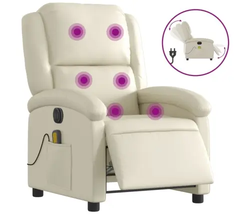 Elektrisks Masāžas Krēsls, Atgāžams, Krēmkrāsas Mākslīgā Āda Vidaxl