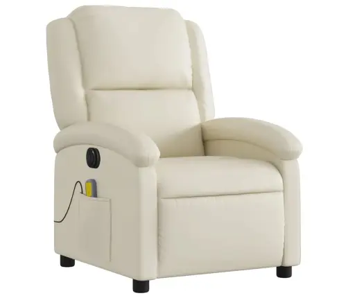 Elektrisks Masāžas Krēsls, Atgāžams, Krēmkrāsas Mākslīgā Āda Vidaxl