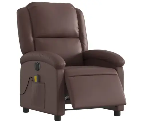 Elektrinis Atlošiamas Masažinis Krėslas, Rudas, Dirbtinė Oda