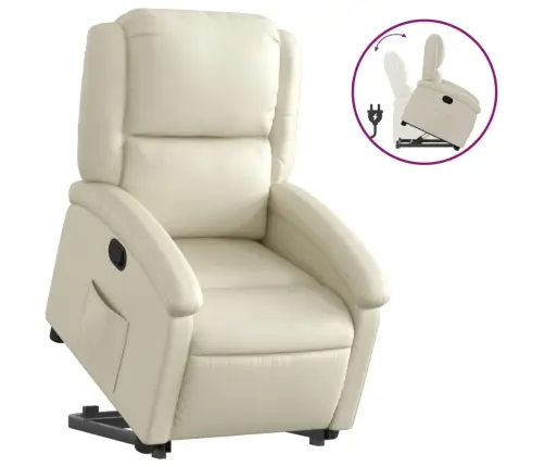 Püsti Tõusmist Toetav Tugitool, Kreemjas, Kunstnahk