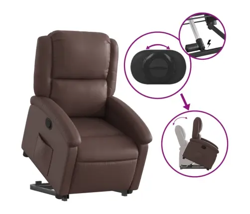 Atpūtas Krēsls, Paceļams, Atgāžams, Brūna Mākslīgā Āda Vidaxl