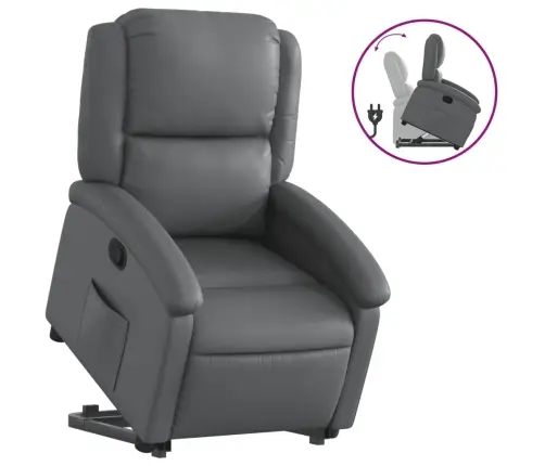 Atpūtas Krēsls, Paceļams, Atgāžams, Pelēka Mākslīgā Āda Vidaxl