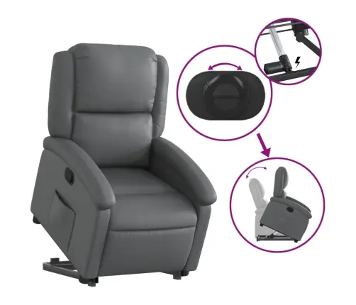 Atpūtas Krēsls, Paceļams, Atgāžams, Pelēka Mākslīgā Āda Vidaxl