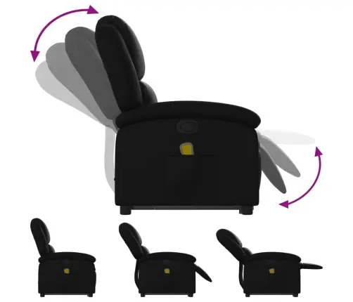 Masāžas Krēsls, Paceļams, Atgāžams, Melna Mākslīgā Āda Vidaxl