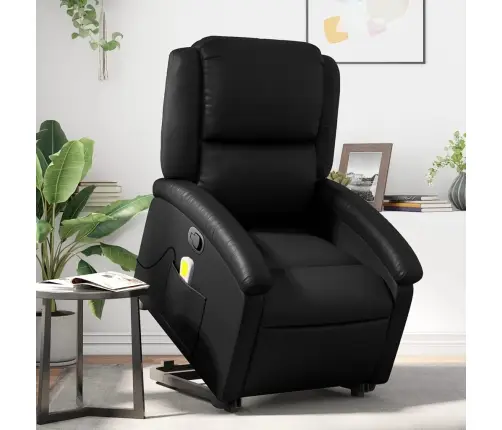 Masāžas Krēsls, Paceļams, Atgāžams, Melna Mākslīgā Āda Vidaxl