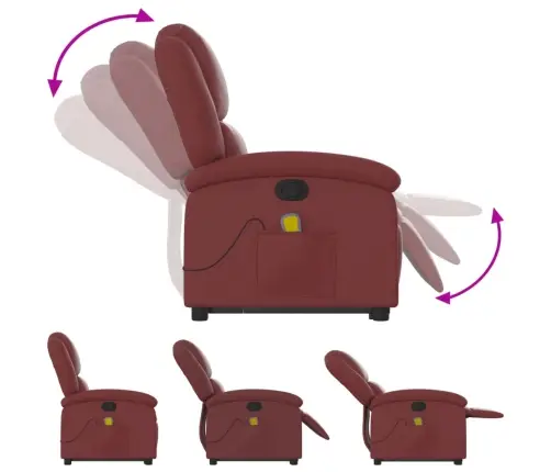 Masāžas Krēsls, Paceļams, Atgāžams, Vīnsarkana Mākslīgā Āda Vidaxl