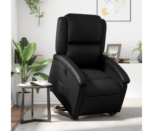 Atpūtas Krēsls, Paceļams, Atgāžams, Melna Mākslīgā Āda Vidaxl