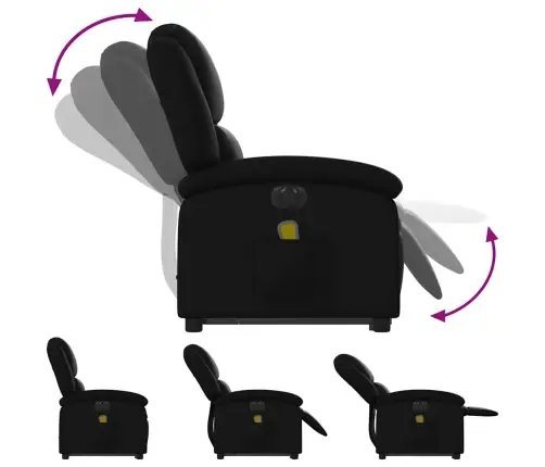 Elektrisks Masāžas Krēsls Paceļams/Atgāžams, Melna Mākslīgā Āda Vidaxl