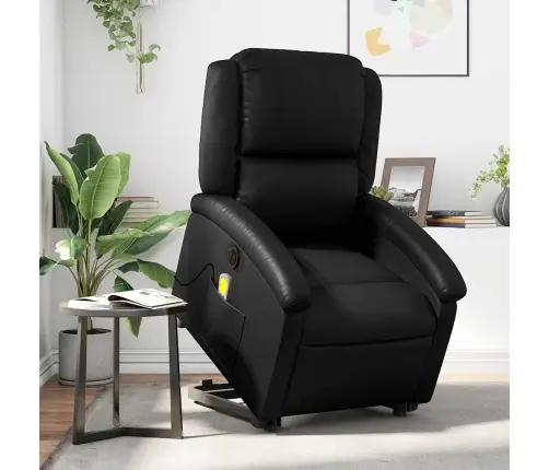 Elektrisks Masāžas Krēsls Paceļams/Atgāžams, Melna Mākslīgā Āda Vidaxl