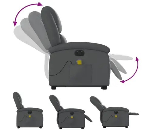 Masāžas Krēsls, Paceļams, Atgāžams, Pelēka Mākslīgā Āda Vidaxl