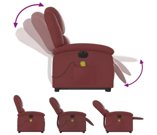 Elektrisks Masāžas Krēsls, Paceļams, Vīnsarkana Mākslīgā Āda Vidaxl