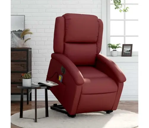 Elektrisks Masāžas Krēsls, Paceļams, Vīnsarkana Mākslīgā Āda Vidaxl