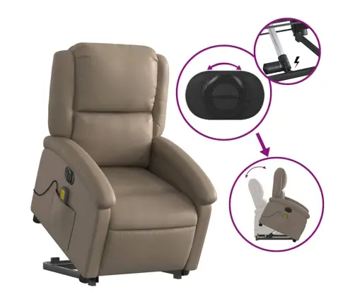 Elektrisks Masāžas Krēsls Paceļams Kapučīno Krāsas Mākslīgā Āda Vidaxl