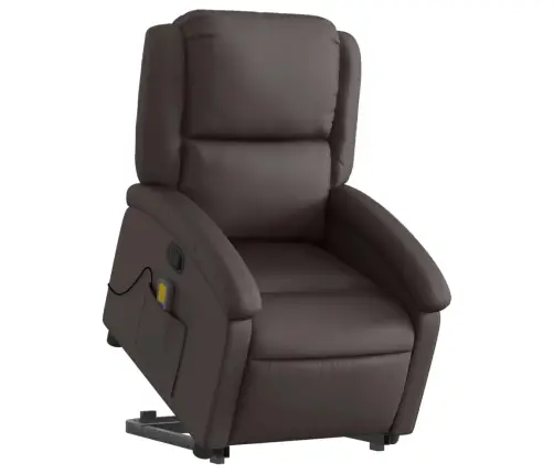 Püsti Tõusmist Toetav Massaažitool, Tumepruun, Ehtne Nahk