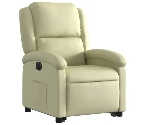 Elektrisks Atpūtas Krēsls, Paceļams, Krēmkrāsas Dabīgā Āda Vidaxl