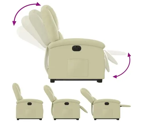 Elektrisks Atpūtas Krēsls, Paceļams, Krēmkrāsas Dabīgā Āda Vidaxl