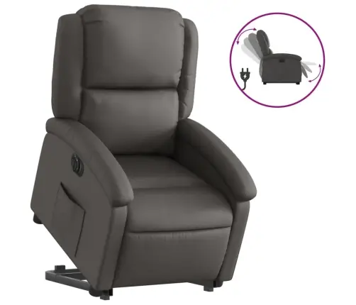 Elektriline Püstitõusmist Toetav Tugitool, Hall, Ehtne Nahk