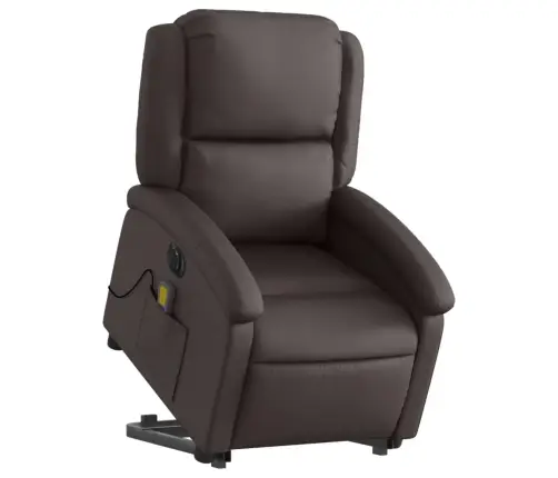 Elektriline Püstitõusmist Toetav Massaažitool, Tumepruun, Nahk
