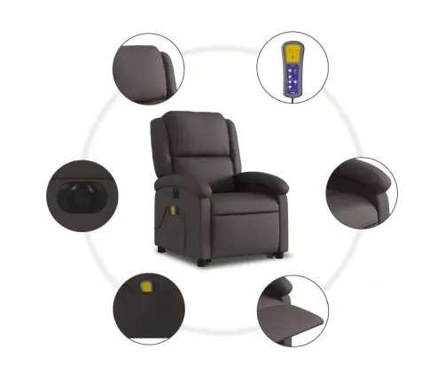 Elektriline Püstitõusmist Toetav Massaažitool, Tumepruun, Nahk