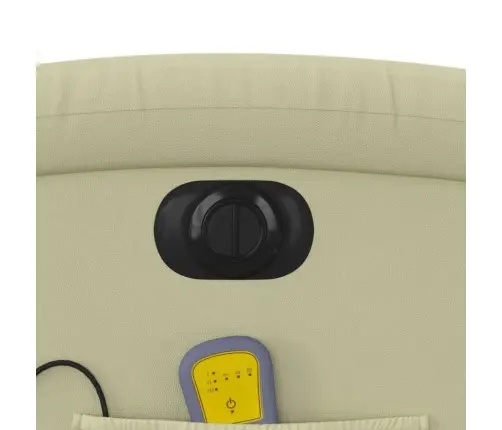 Atsistojantis Elektrinis Masažinis Krėslas, Kreminis, Tikra Oda