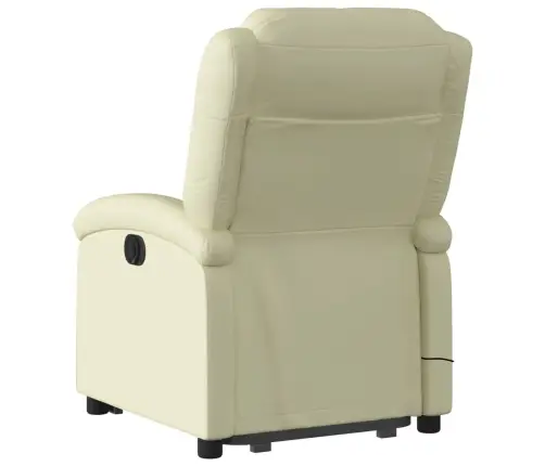 Atsistojantis Elektrinis Masažinis Krėslas, Kreminis, Tikra Oda