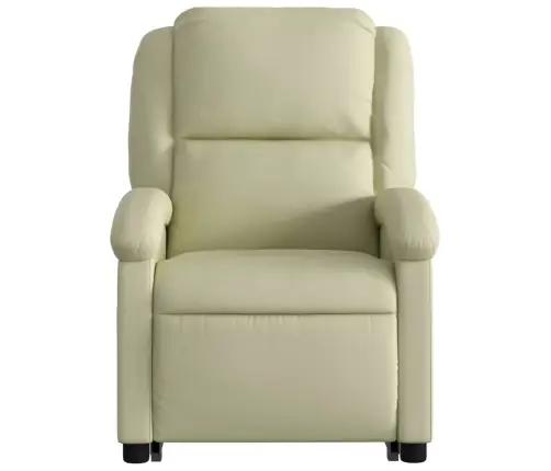 Atsistojantis Elektrinis Masažinis Krėslas, Kreminis, Tikra Oda