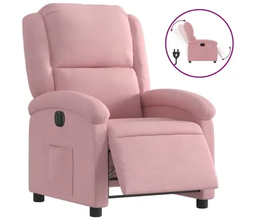 Elektrinis Atlošiamas Krėslas, Rožinės Spalvos, Aksomas