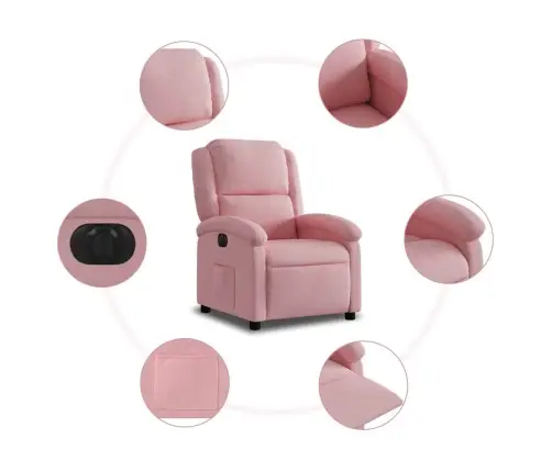 Elektrinis Atlošiamas Krėslas, Rožinės Spalvos, Aksomas