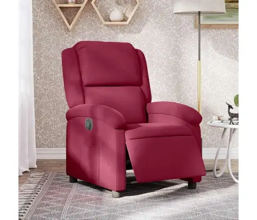 Elektrinis Atlošiamas Krėslas, Raudonojo Vyno Spalvos, Aksomas