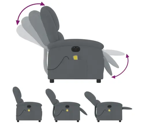 Elektrinis Masažinis Krėslas, Tamsiai Pilkas, Aksomas