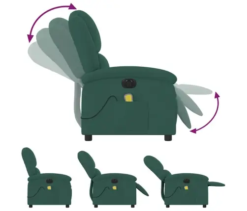 Elektrisks Masāžas Krēsls, Atgāžams, Tumši Zaļš Samts Vidaxl