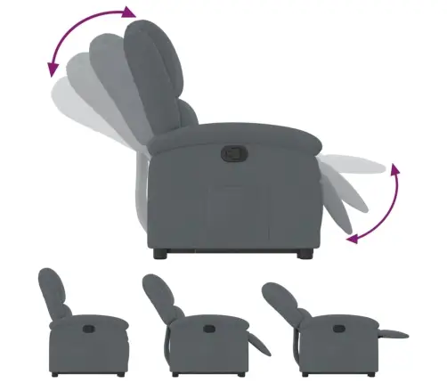 Atpūtas Krēsls, Paceļams, Atgāžams, Tumši Pelēks Samts Vidaxl