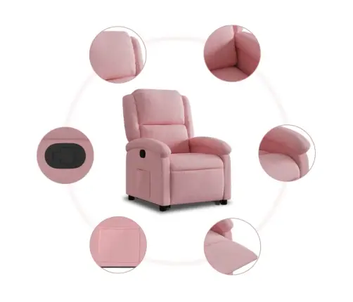 Atpūtas Krēsls, Paceļams, Atgāžams, Rozā Samts Vidaxl