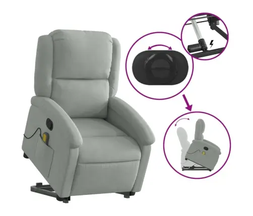 Püsti Tõusmist Toetav Massaažitool, Helehall, Samet