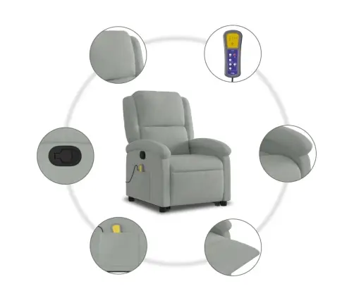 Püsti Tõusmist Toetav Massaažitool, Helehall, Samet