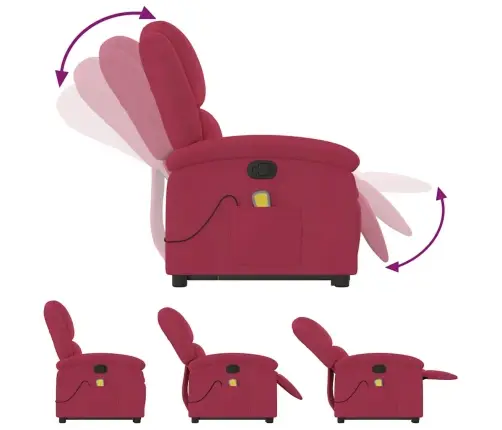 Masāžas Krēsls, Paceļams, Atgāžams, Vīnsarkans Samts Vidaxl