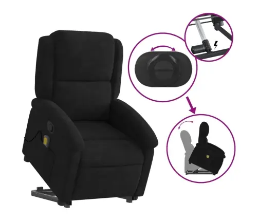 Masāžas Krēsls, Paceļams, Atgāžams, Melns Samts Vidaxl