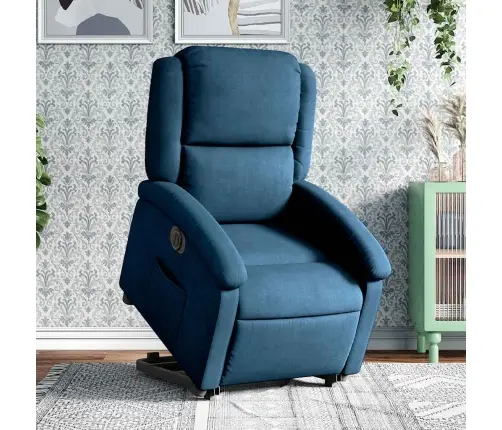 Elektrisks Atpūtas Krēsls, Paceļams, Atgāžams, Zils Samts Vidaxl